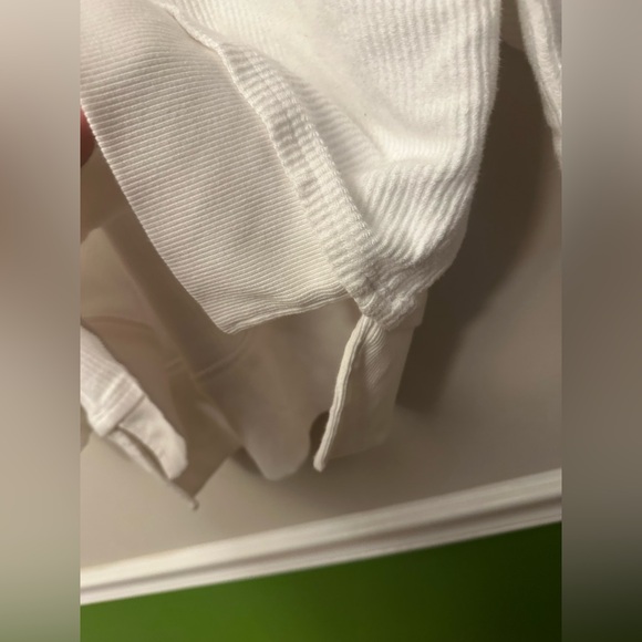 Aerie Waffle Knit Snap Henley Oversized Hoodie in White XS - Picture 2 of 6